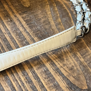 CHANEL Cream Expandable Calfskin Ligne Flap Shoulder Bag ADI11205