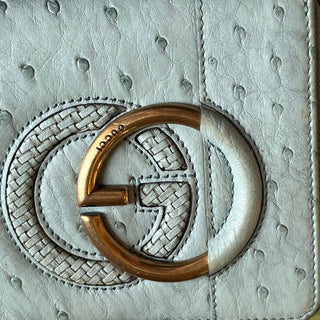 GUCCI Long Zip Organizer Blue Ostrich Interlocking G Wallet