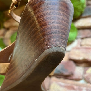 TORY BURCH Tan Leather Zoey Ankle Wedges SZ 38 (8 US)