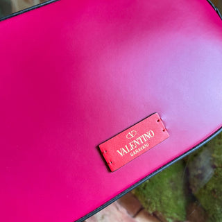 VALENTINO V Logo Walk Fuchsia Leather Crossbody Bag