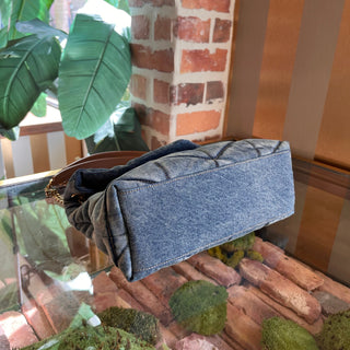 SAINT LAURENT Puffer Small Quilted Denim Shoulder Bag
