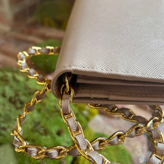 PRADA Wallet on Chain Powder Pink Saffiano Leather Crossbody Bag