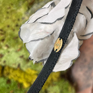 CHANEL Camellia CC Black White Fabric Headband
