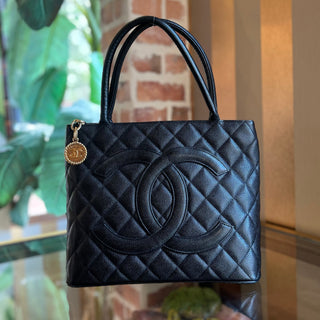 CHANEL Medallion Quilted Caviar Leather Tote Bag