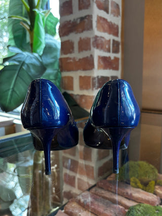 PRADA Blue Patent Leather Bow Pumps