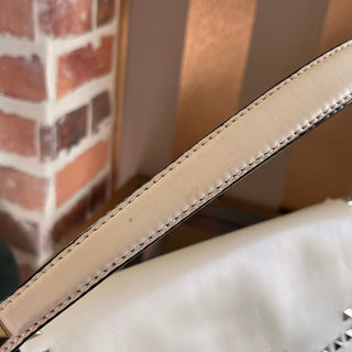 VALENTINO White Rockstud Leather Top Handle