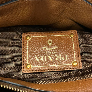 PRADA Brown Vitello Daino Leather Tote