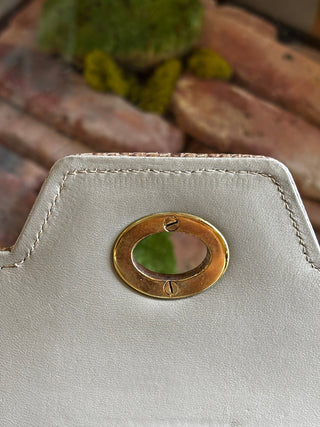 GUCCI Beige Vintage Lizard Embossed Satchel