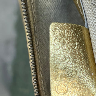 CELINE Metallic Gold Suede Leather Vintage Shoulder Bag