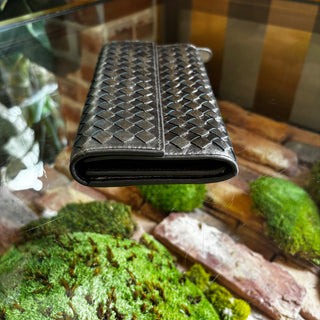 BOTTEGA VENETA Metallic Intrecciato Long Wallet