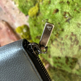 CHRISTIAN LOUBOUTIN Zip Around Gray Leather Studded Long Wallet