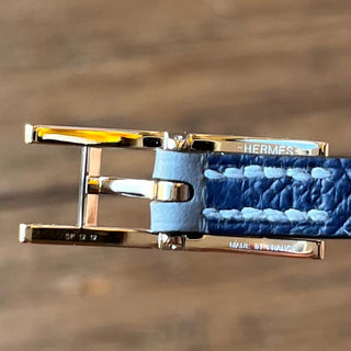 HERMES Blue Two Toned Behapi Reversible Double Tour Leather Bracelet SZ T5