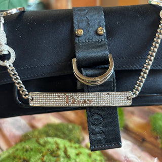 DIOR Hardcore Crystal-Embellished Black Satin Bag