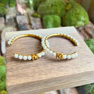 CHANEL Pearl CC More is More Small Hoop Earrings