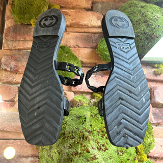 GUCCI Black Rubber Chain Flat Sandals SZ 40 (10US)