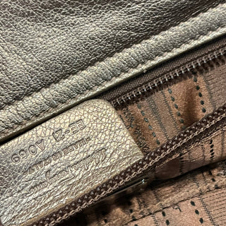 FERRAGAMO Metallic Champagne Leather Shoulder Bag