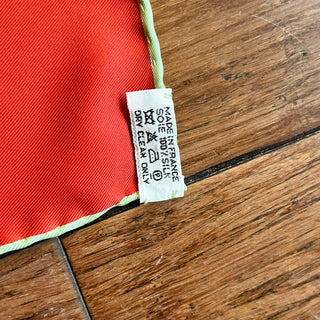 HERMES Paperoles Red Silk Scarf 90