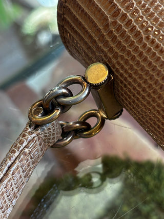 GUCCI Beige Vintage Lizard Embossed Satchel