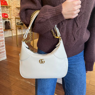 GUCCI Aphrodite Small Mystic White Goatskin Shoulder Bag