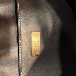 CAROLINA HERRERA Shopper Brown Monogram Leather Tote
