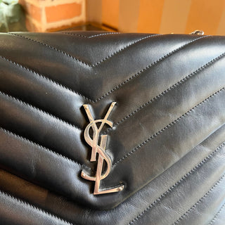 SAINT LAURENT Medium LouLou Black Matelasse Shoulder Bag