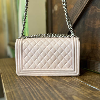 CHANEL Boy Bag Old Medium Baby Pink Calfskin Shoulder Bag
