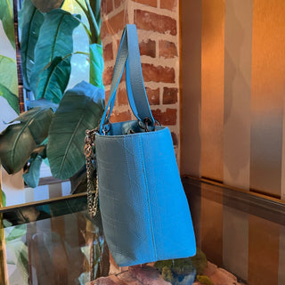 CHRISTIAN DIOR Medium Light Blue Cannage Vintage Tote
