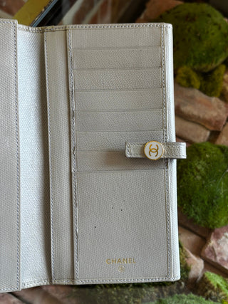CHANEL Gray Coco Button Wallet