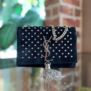 SAINT LAURENT Small Kate Suede Crystal Tassel Shoulder Bag