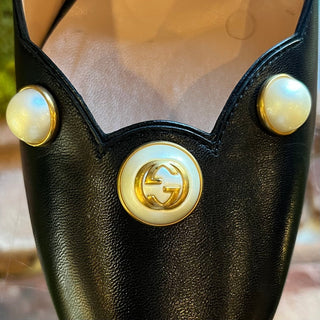 GUCCI Black Leather Pearl Embellished Pumps SZ 40 (10 US)