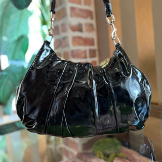 GUCCI Hysteria Medium Black Patent Hobo Bag