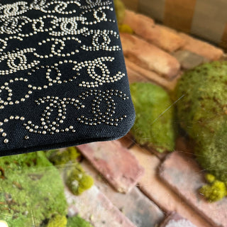 CHANEL O Case Medium CC Canvas Studded Clutch ADI1219