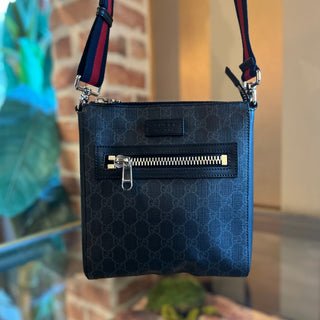 GUCCI Appia GG Supreme Monogram Calfskin Web Messenger Bag