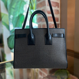 SAINT LAURENT Sac de Jour Small Black Studded Leather Tote Bag
