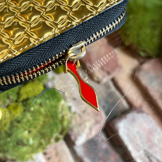 CHRISTIAN LOUBOUTIN Panettone Metallic Gold Leather Long Zip Wallet