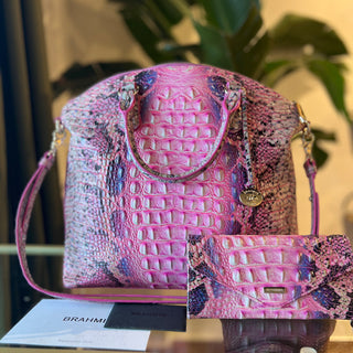 BRAHMIN Pink Cobra Large Duxbury Satchel