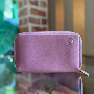 CHANEL Mauve Pink Leather Camilla Flower Organizer Wallet