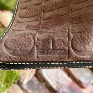 CAROLINA HERRERA Shopper Brown Monogram Leather Tote