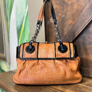 FENDI B Bag Osso Tan Nappa Patent Shoulder Bag