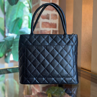CHANEL Medallion Quilted Caviar Leather Tote Bag