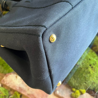 PRADA Jardinière Large Navy Blue Cotton Canvas Tote
