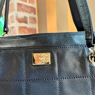 CHANEL Chocolate Bar Quilted Caviar Leather Tote Bag DIA299