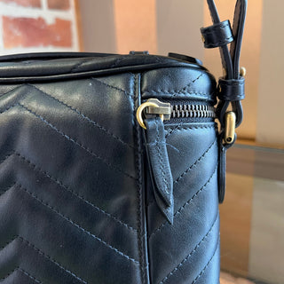 GUCCI GG Marmont Vanity Black Matelassé Leather Crossbody Bag