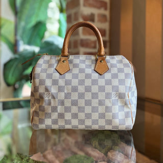 LOUIS VUITTON Speedy 25 Damier Azur Canvas Satchel