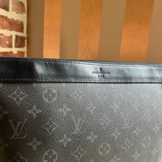 LOUIS VUITTON Black Discovery Monogram Eclipse Pochette Document Holder