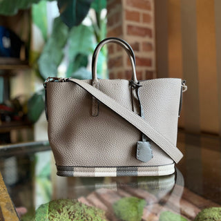 FENDI Selleria Gray Leather Tote Bag