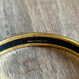 HERMES Floral Motif Enamel Narrow Bangle Bracelet