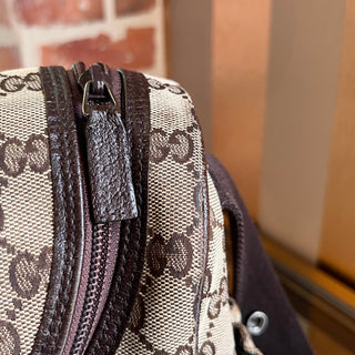 GUCCI Beige Brown GG Canvas Diaper Crossbody Bag