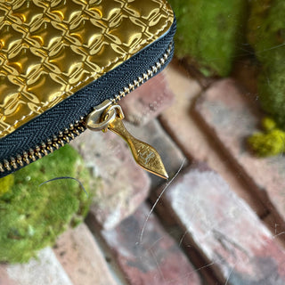CHRISTIAN LOUBOUTIN Panettone Metallic Gold Leather Long Zip Wallet