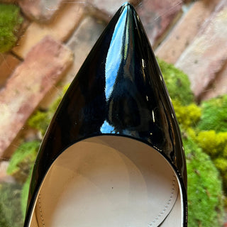 PRADA Black Patent Leather Pointed Toe Sling Backs w/bow SZ 36.5 (6.5 US)